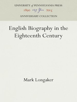 cover image of English Biography in the Eighteenth Century